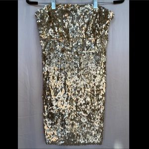 Sparkle & Fade Gold Sequin Strapless Dress